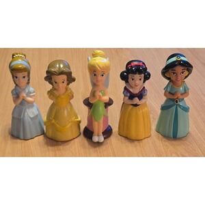Vintage Disney Princess Vinyl Bath Toy Squirters Squeak Toy 5pc Set 5"